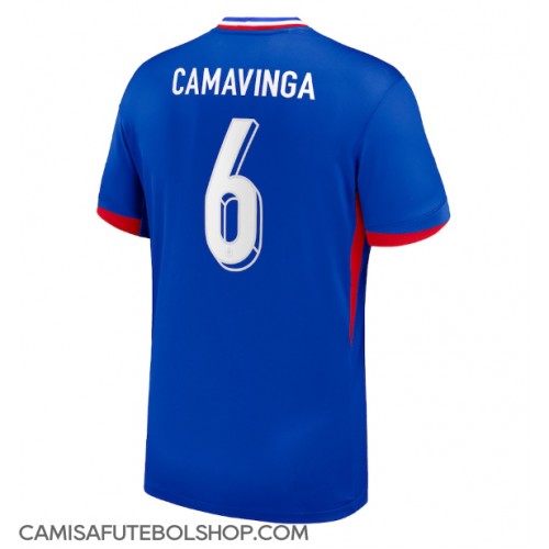 Camisa de time de futebol França Eduardo Camavinga #6 Replicas 1º Equipamento Europeu 2024 Manga Curta